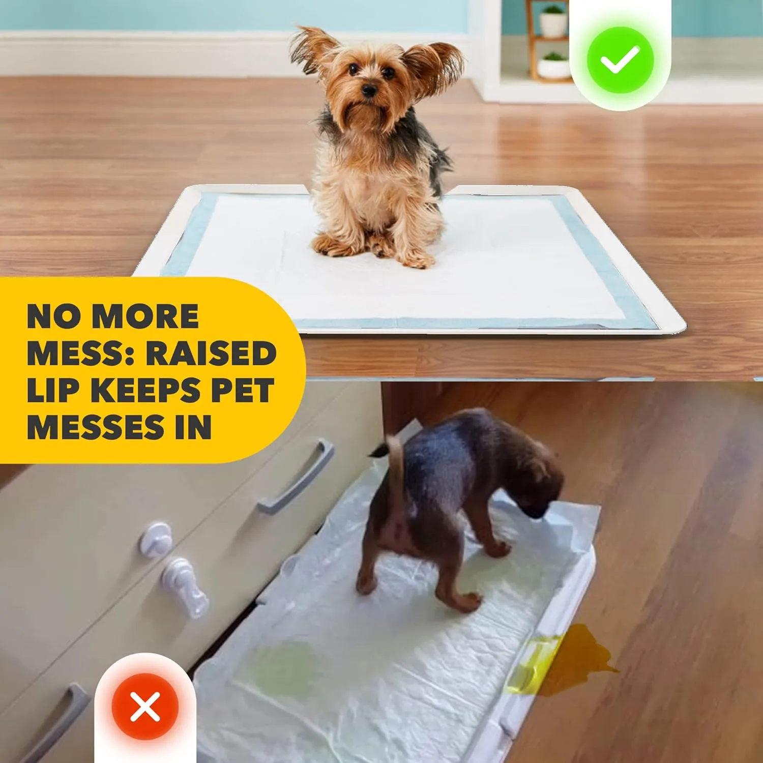 Skywin TidyFriend Silicone Pee Pad Holder, 2 Pack 24 x 24 Inch No-Spill, Leakproof, Easy-to-Clean Puppy Pad Holder (White)