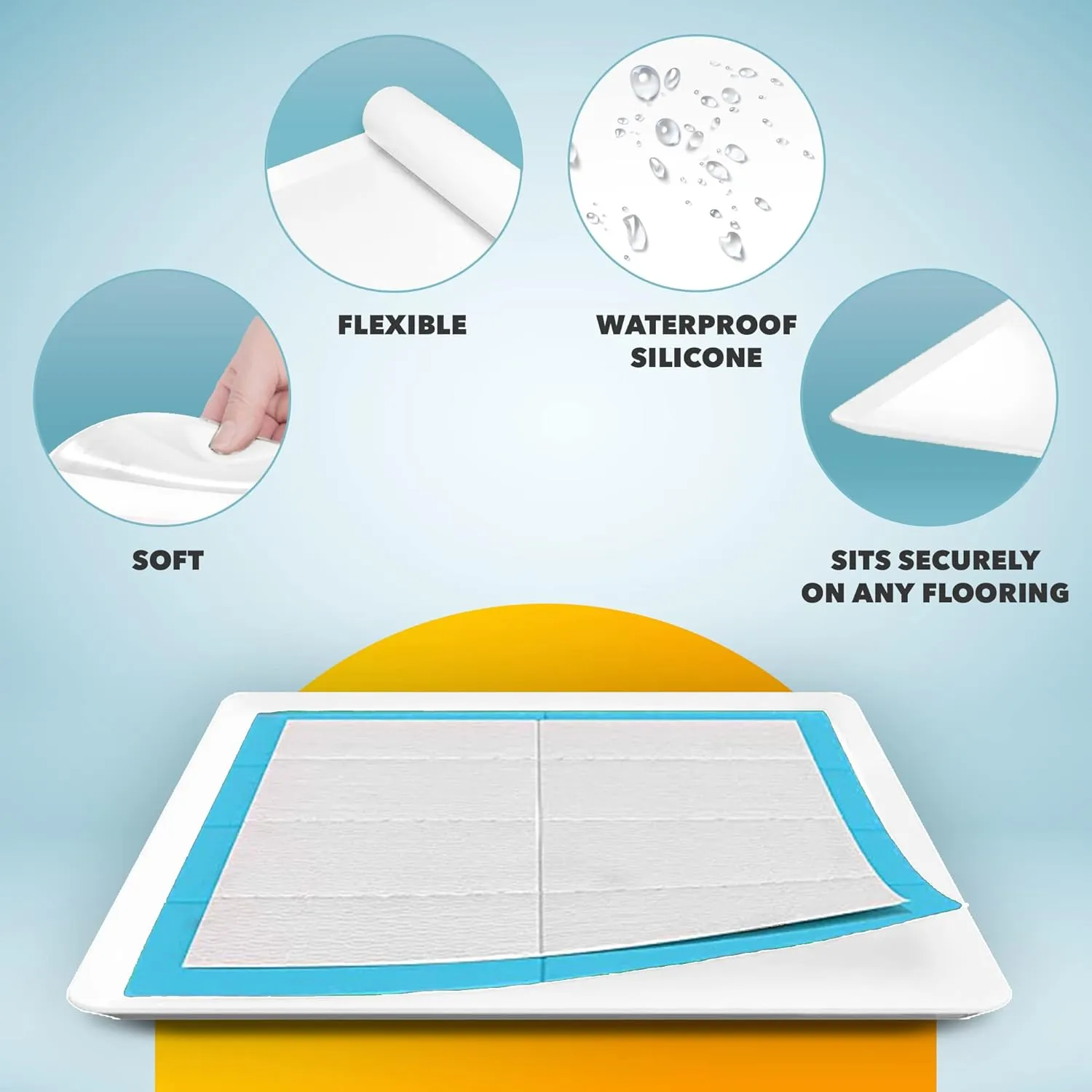 Skywin TidyFriend Silicone Pee Pad Holder, 2 Pack 24 x 24 Inch No-Spill, Leakproof, Easy-to-Clean Puppy Pad Holder (White)