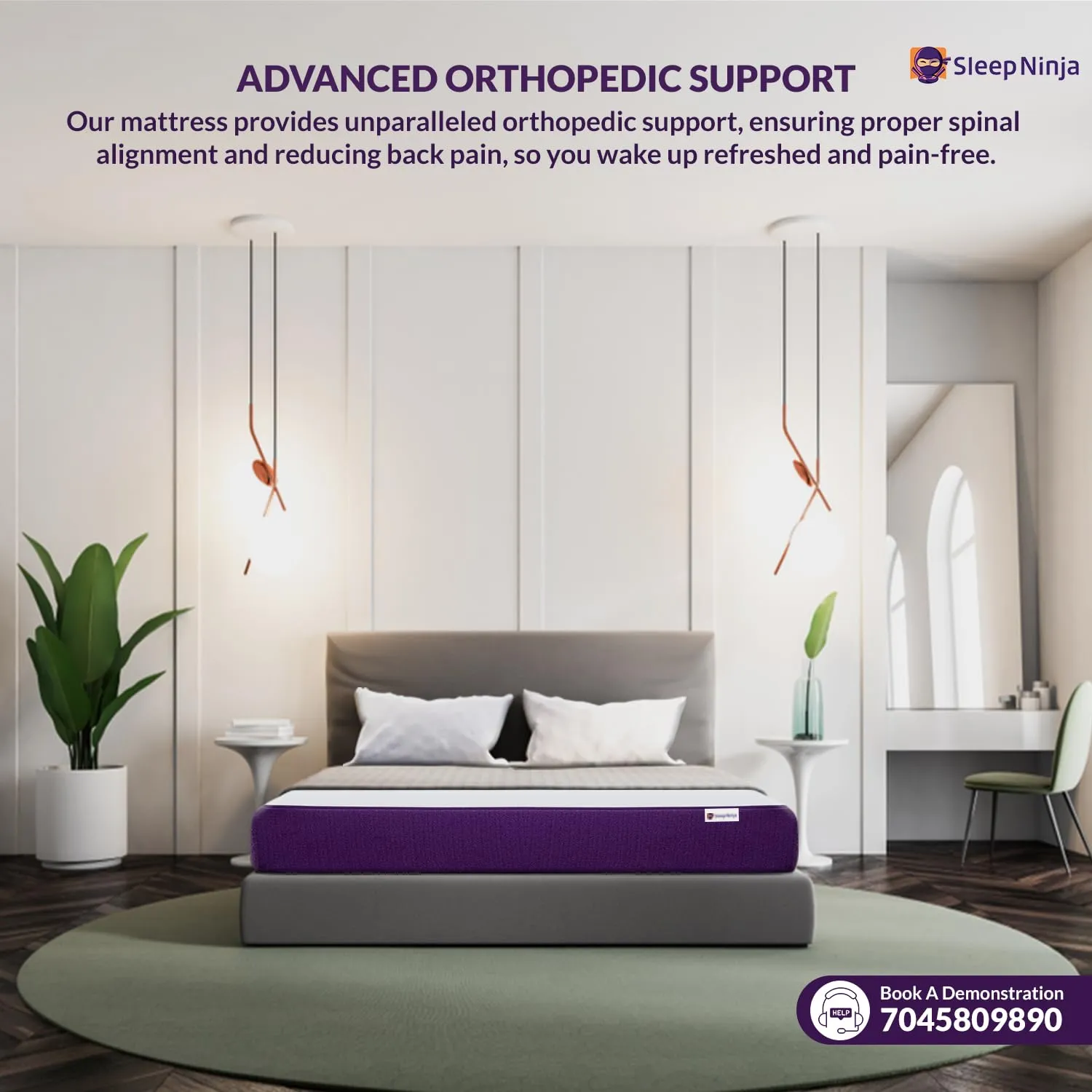 Sleep Ninja Orthopedic Memory Foam Bed Mattress | 10 Years Warranty | Back Pain Pressure Support Relief, Hypoallergenic, Motion Isolation, Dust Resistant | Medium Firm | Double Size 72x48x5 Inches