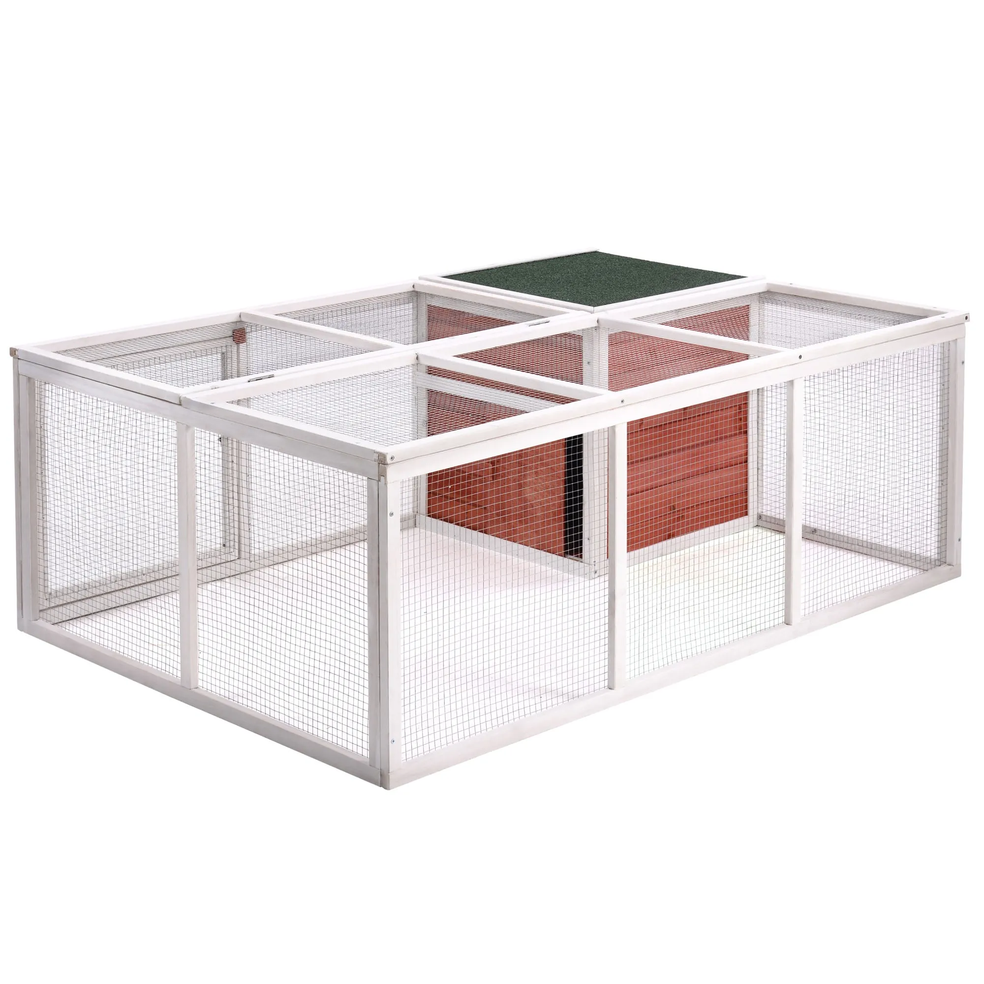 TOPMAX 61.8 inches Rabbit Playpen Chicken Coop Pet House Small Animal Cage with Enclosed Run for Outdoor Garden Backyard RT