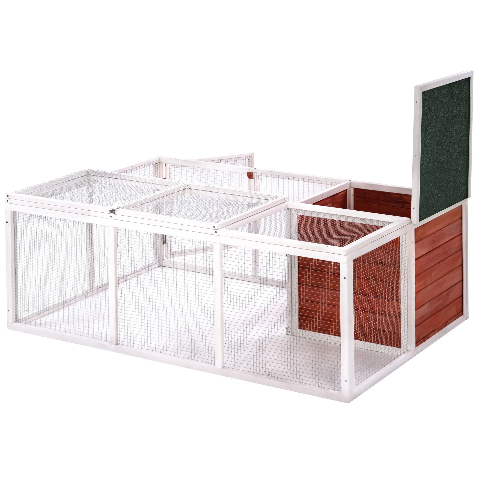 TOPMAX 61.8 inches Rabbit Playpen Chicken Coop Pet House Small Animal Cage with Enclosed Run for Outdoor Garden Backyard RT