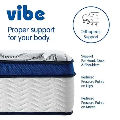 Vibe Quilted Gel Memory Foam Mattress, 12" - Innerspring Hybrid Pillow Top